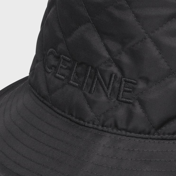 CELINE Black Bucket Hat in Lightweight Nylon R0ZNN2248