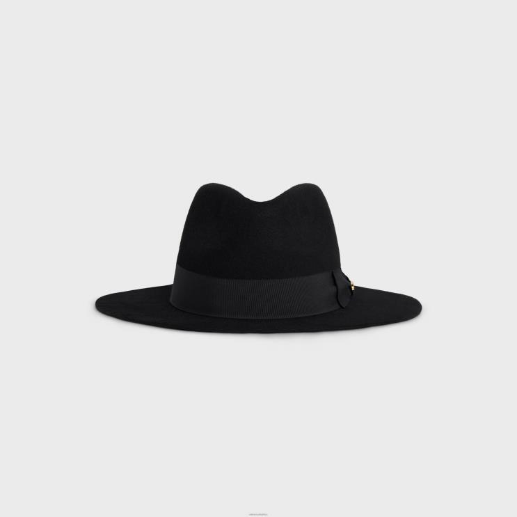 CELINE Black Fedora Hat in Felt R0ZNN1193