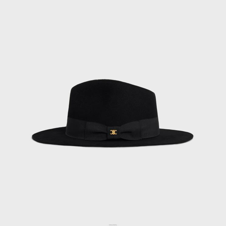 CELINE Black Fedora Hat in Felt R0ZNN1193