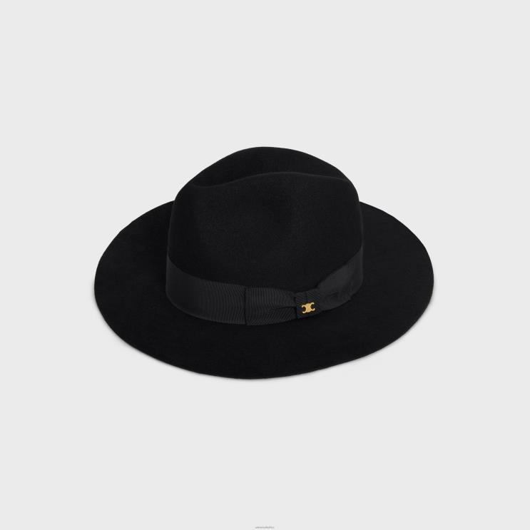 CELINE Black Fedora Hat in Felt R0ZNN1193