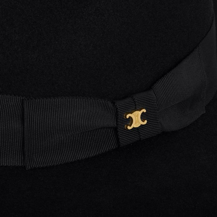 CELINE Black Fedora Hat in Felt R0ZNN1193