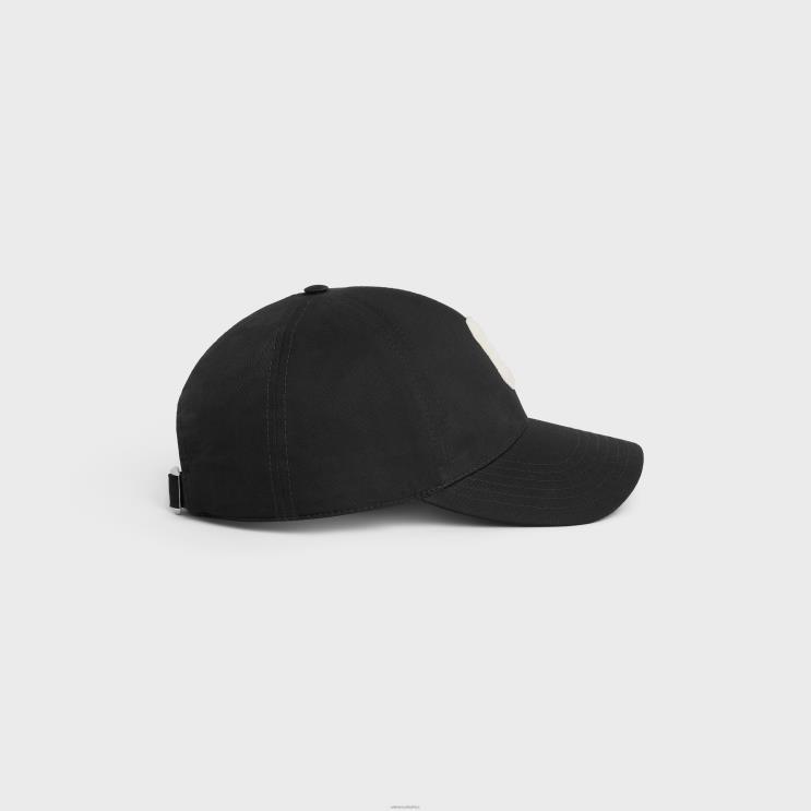 CELINE Black Initial Baseball Cap in Cotton R0ZNN2244