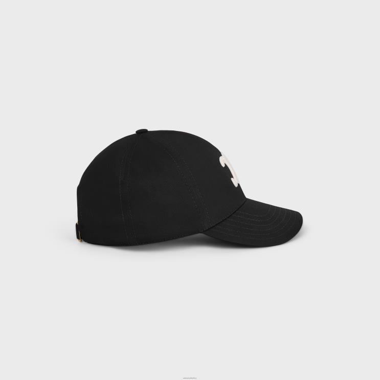 CELINE Black Triomphe Baseball Cap in Cotton R0ZNN1157