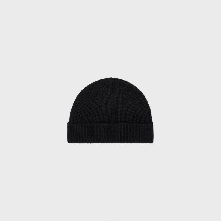 CELINE Black Triomphe Beanie in Seamless Cashmere R0ZNN1172