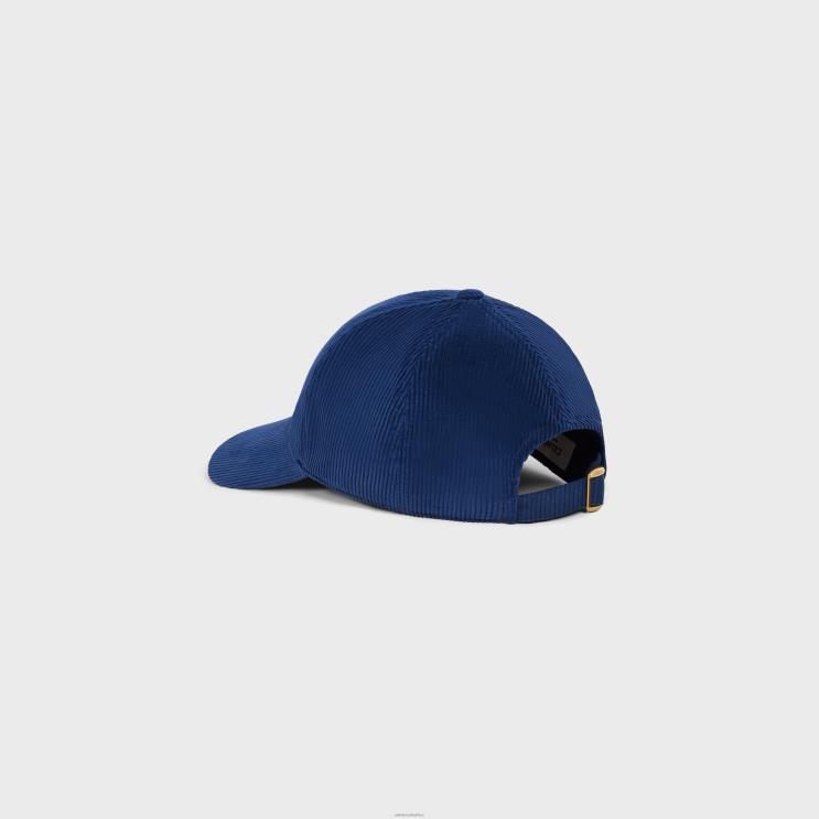 CELINE Dark Blue Triomphe Baseball Cap in Corduroy R0ZNN1048