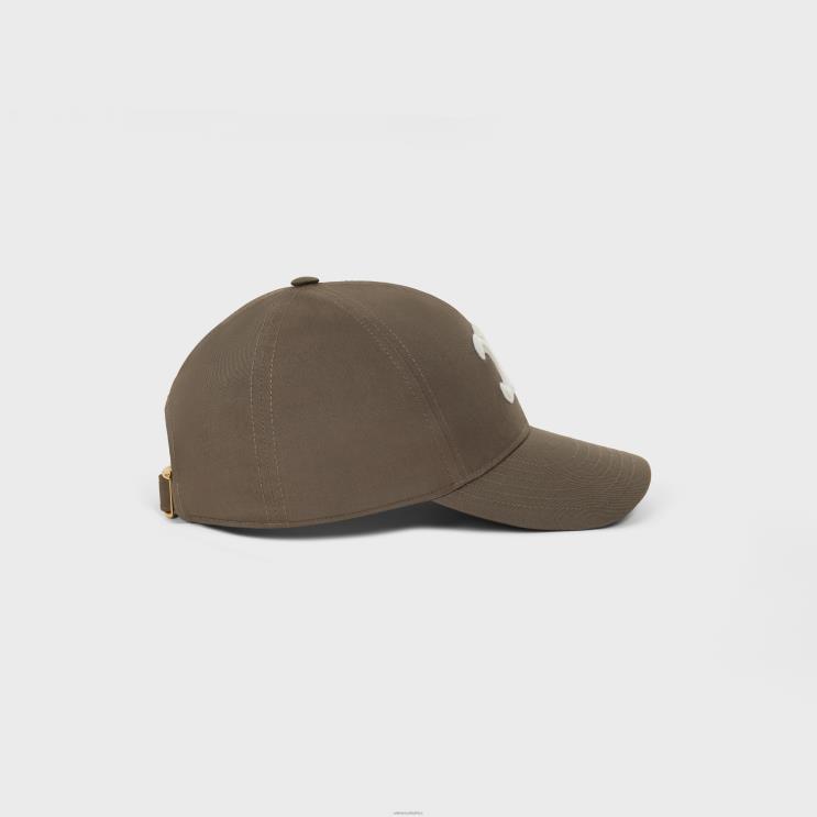 CELINE Dark Taupe Triomphe Baseball Cap in Cotton R0ZNN1158