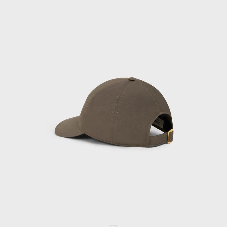 CELINE Dark Taupe Triomphe Baseball Cap in Cotton R0ZNN1158