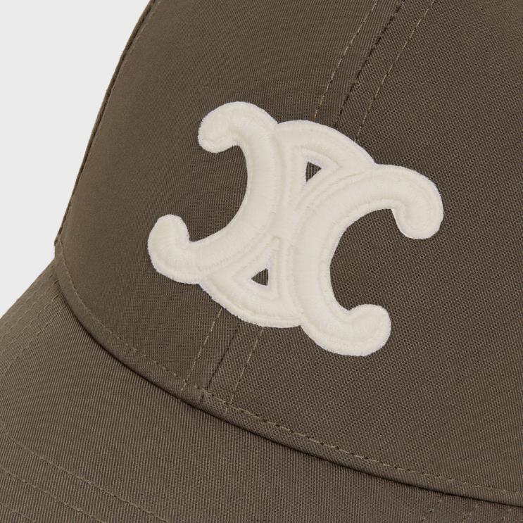 CELINE Dark Taupe Triomphe Baseball Cap in Cotton R0ZNN1158