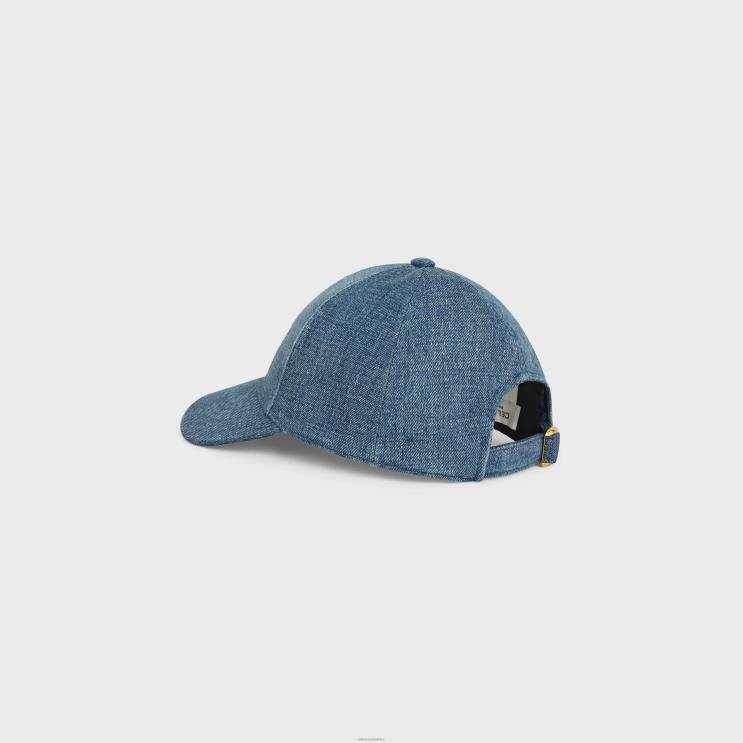 CELINE Dark Union Wash Triomphe Baseball Cap in Denim Union Wash R0ZNN1159