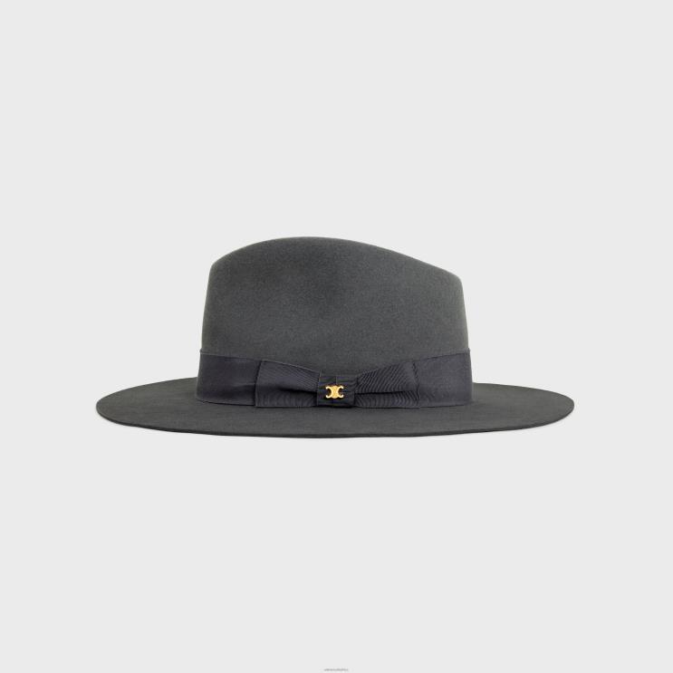 CELINE Gris Fedora Hat in Felt R0ZNN1194