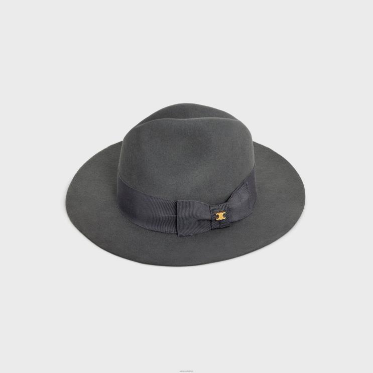 CELINE Gris Fedora Hat in Felt R0ZNN1194