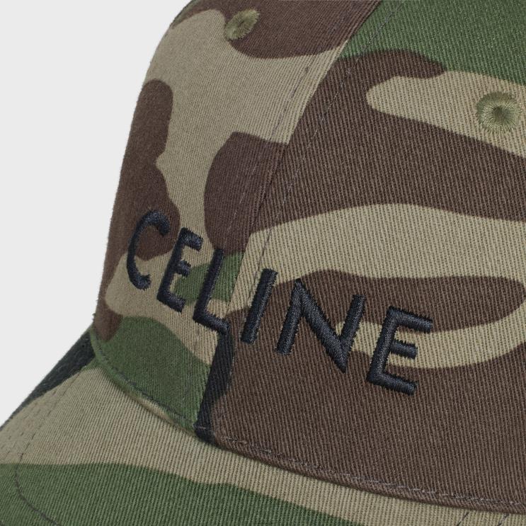 CELINE Kaki Militaire Baseball Cap in Cotton R0ZNN2179