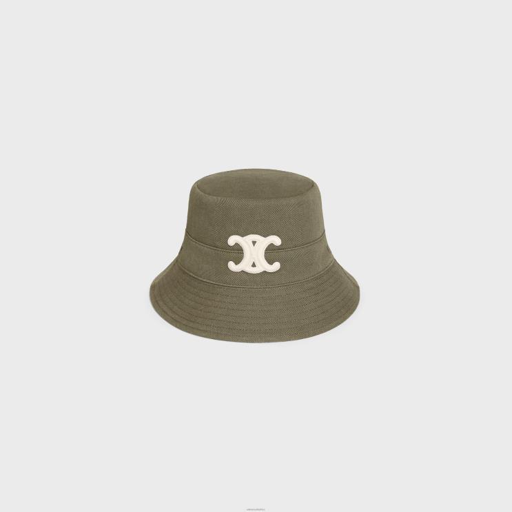 CELINE Kaki Triomphe Bucket Hat in Cotton Gabardine R0ZNN1167
