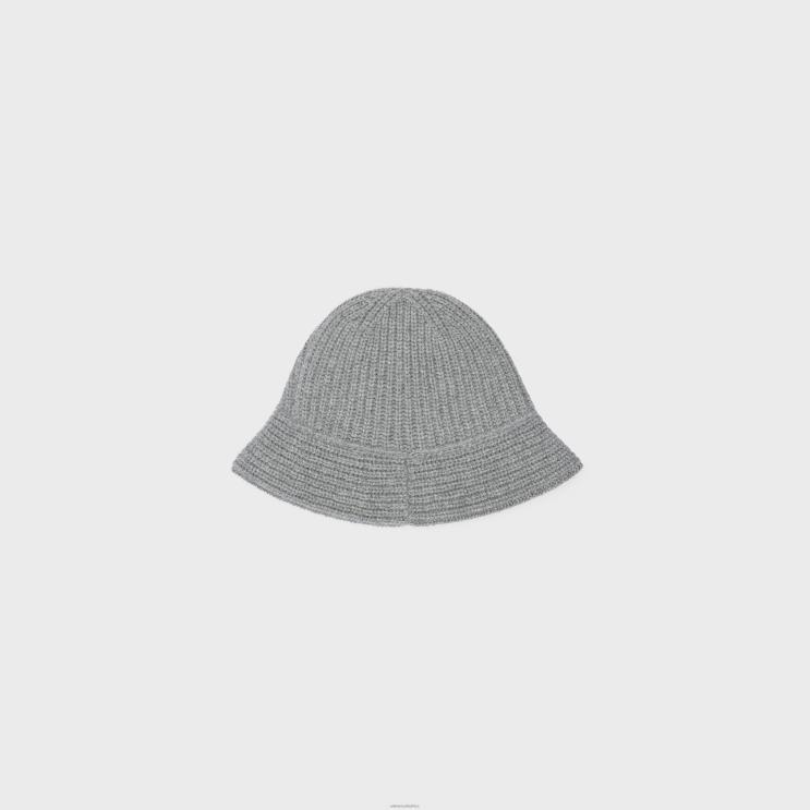 CELINE Medium Grey Triomphe Cloche Beanie in Cashmere R0ZNN1170