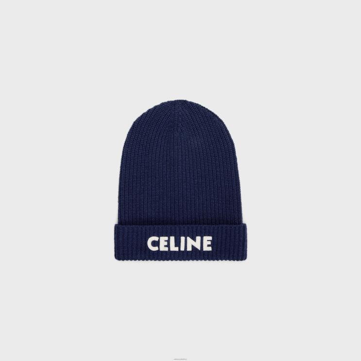 CELINE Navy Beanie in Ribbed Wool R0ZNN2237