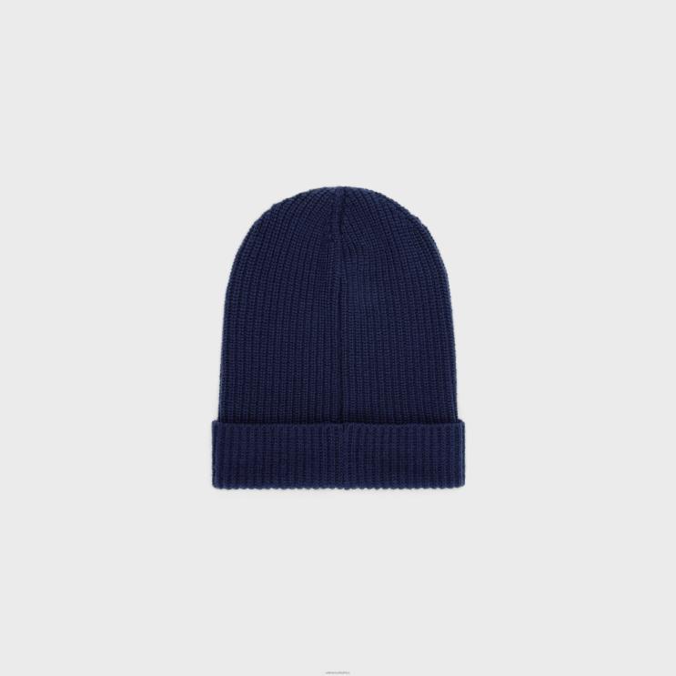 CELINE Navy Beanie in Ribbed Wool R0ZNN2237