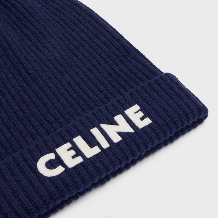 CELINE Navy Beanie in Ribbed Wool R0ZNN2237