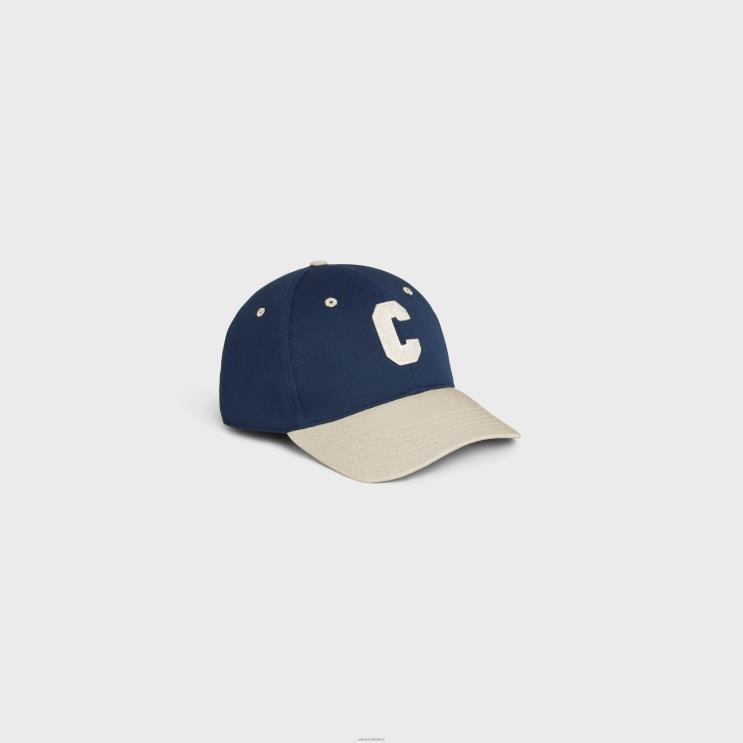 CELINE Navy/Beige Initial Baseball Cap in Cotton R0ZNN2246