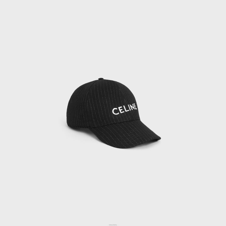 CELINE Noir/Craie Baseball Cap in Striped Flannel R0ZNN2242