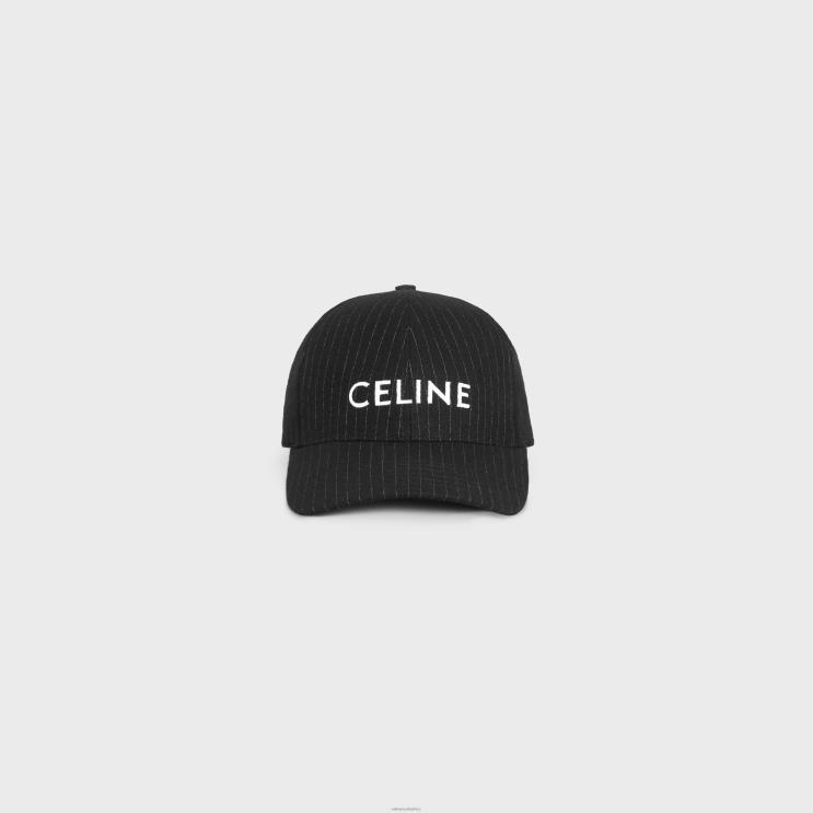 CELINE Noir/Craie Baseball Cap in Striped Flannel R0ZNN2242