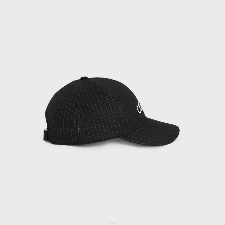 CELINE Noir/Craie Baseball Cap in Striped Flannel R0ZNN2242