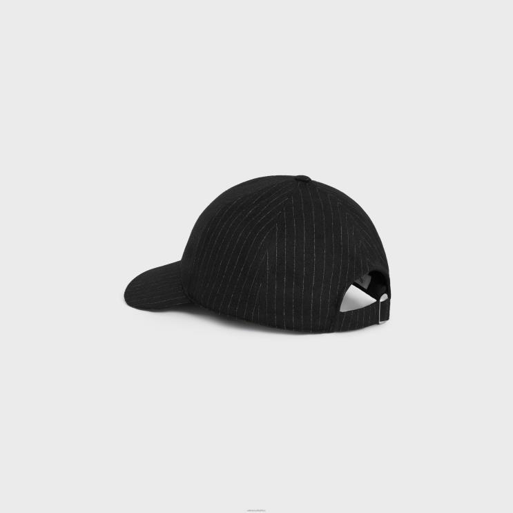 CELINE Noir/Craie Baseball Cap in Striped Flannel R0ZNN2242