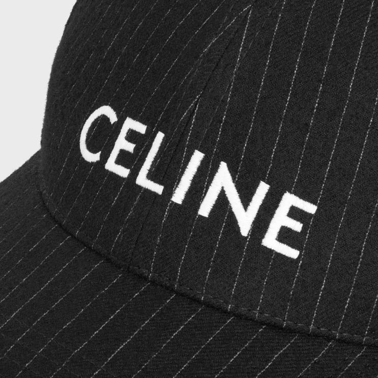 CELINE Noir/Craie Baseball Cap in Striped Flannel R0ZNN2242