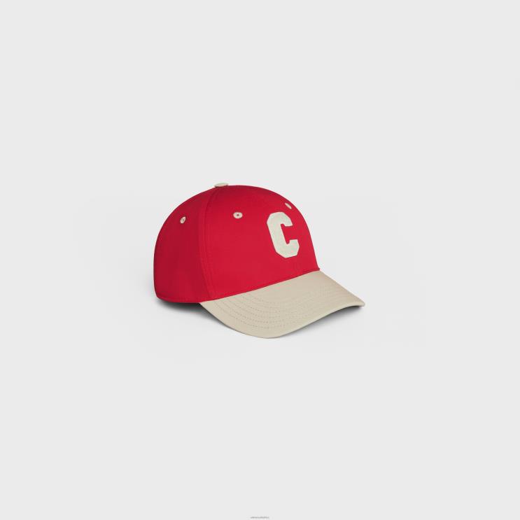 CELINE Red/Beige Initial Baseball Cap in Cotton R0ZNN2247