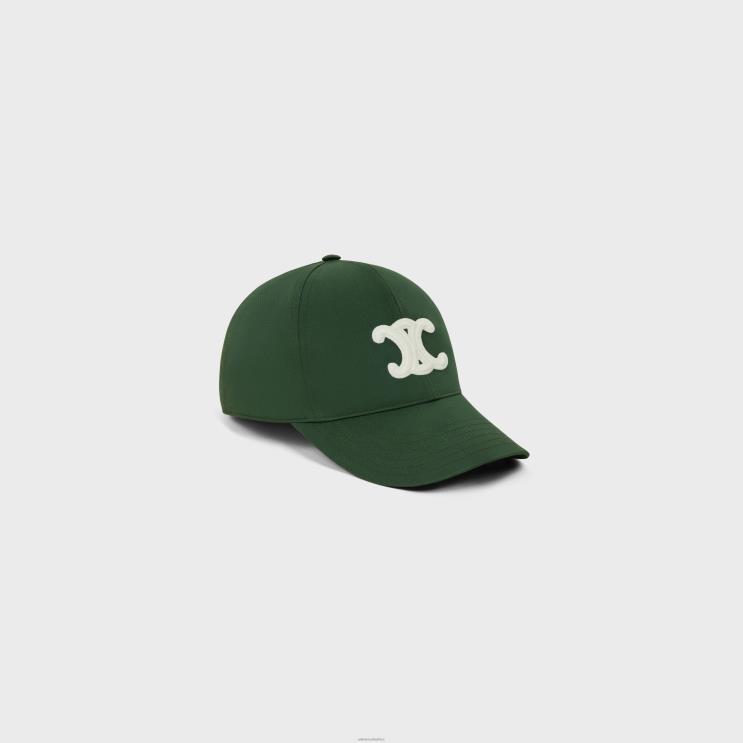 CELINE Vert Bouteille Triomphe Baseball Cap in Cotton R0ZNN1047