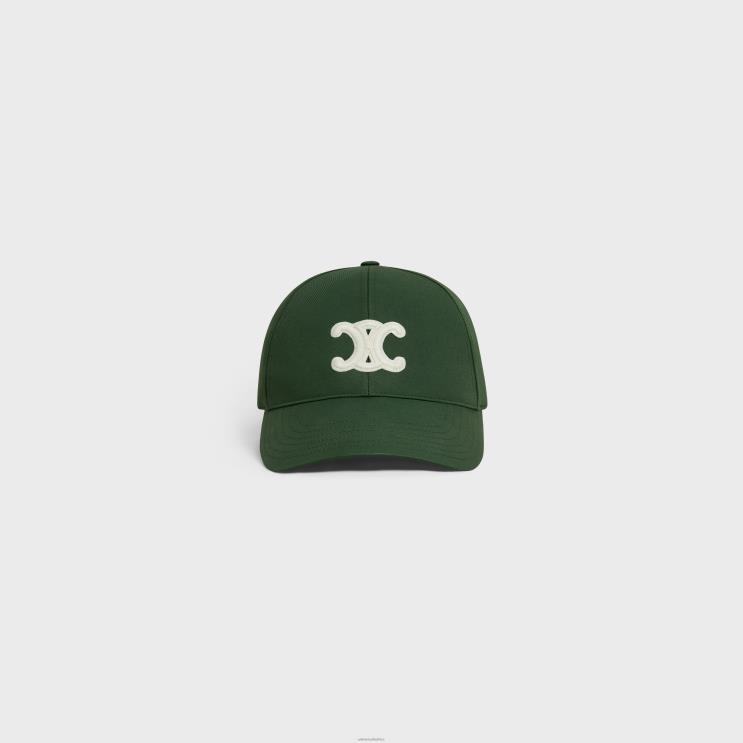 CELINE Vert Bouteille Triomphe Baseball Cap in Cotton R0ZNN1047