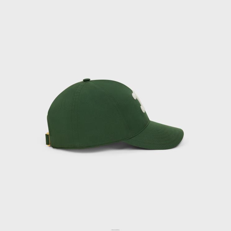 CELINE Vert Bouteille Triomphe Baseball Cap in Cotton R0ZNN1047