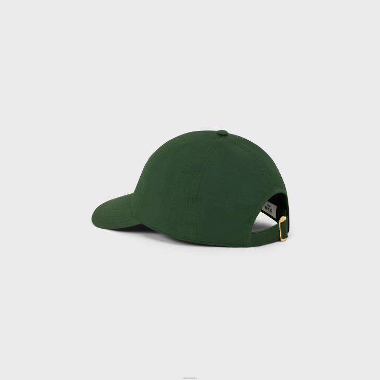 CELINE Vert Bouteille Triomphe Baseball Cap in Cotton R0ZNN1047