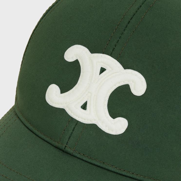 CELINE Vert Bouteille Triomphe Baseball Cap in Cotton R0ZNN1047