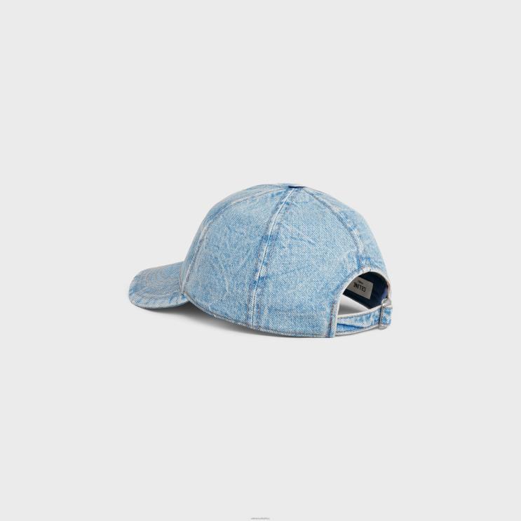 CELINE Westside Wash Destroyed Initial Baseball Cap in Denim R0ZNN2181