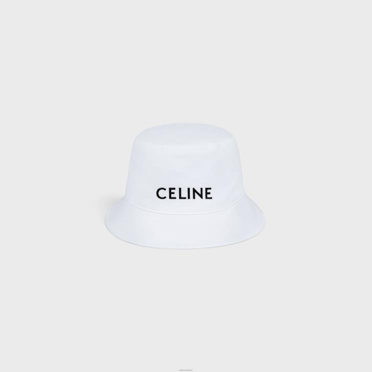 CELINE White Bucket Hat in Cotton R0ZNN2251