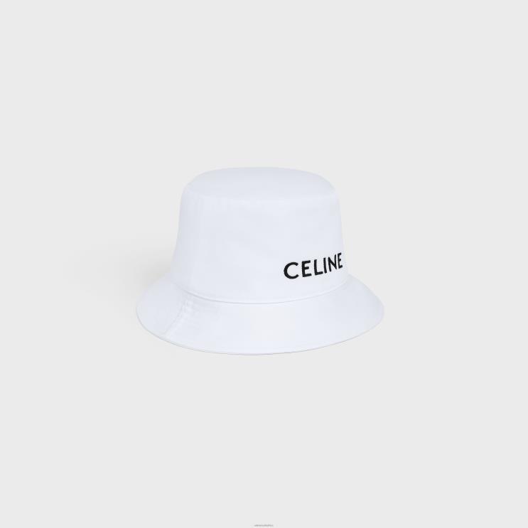 CELINE White Bucket Hat in Cotton R0ZNN2251