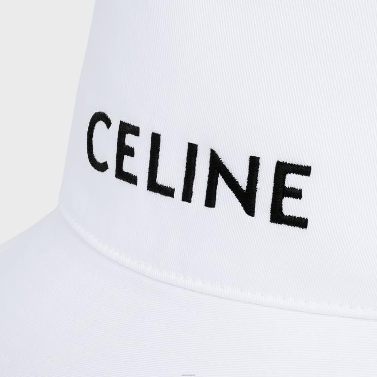CELINE White Bucket Hat in Cotton R0ZNN2251