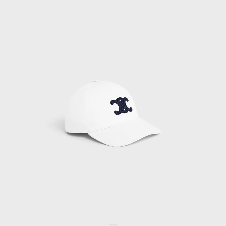 CELINE White Triomphe Baseball Cap in Cotton R0ZNN1161