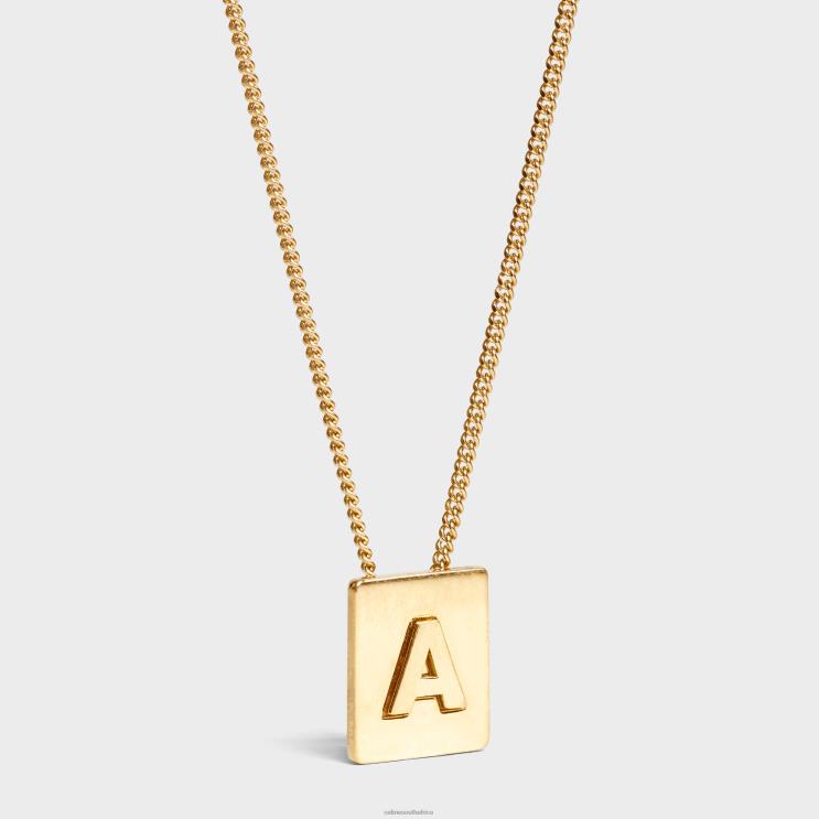 CELINE Gold Alphabet A Necklace in Brass With Finish R0ZNN1324