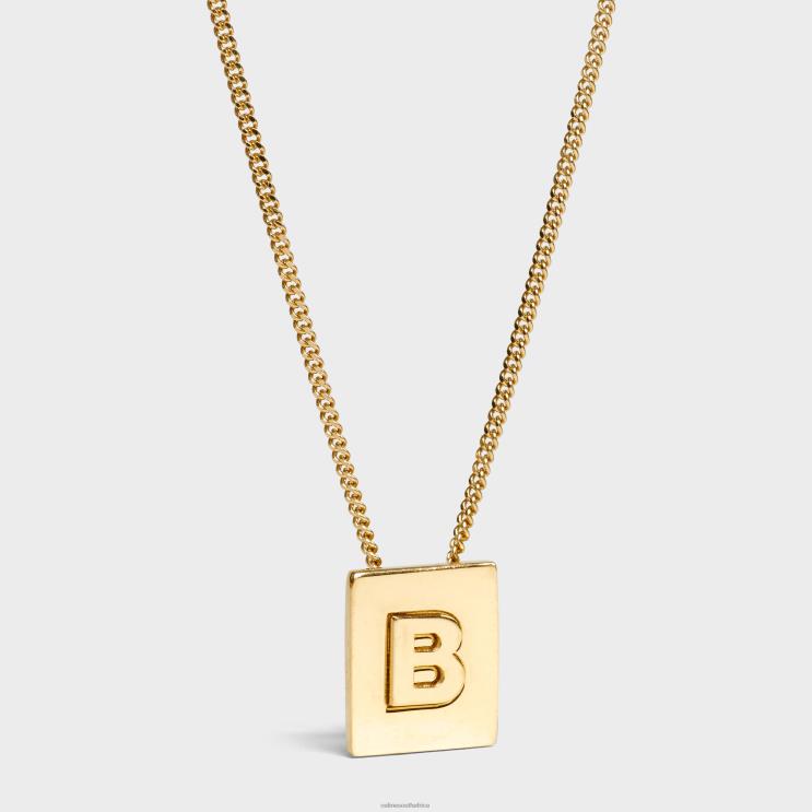 CELINE Gold Alphabet B Necklace in Brass With Finish R0ZNN1325