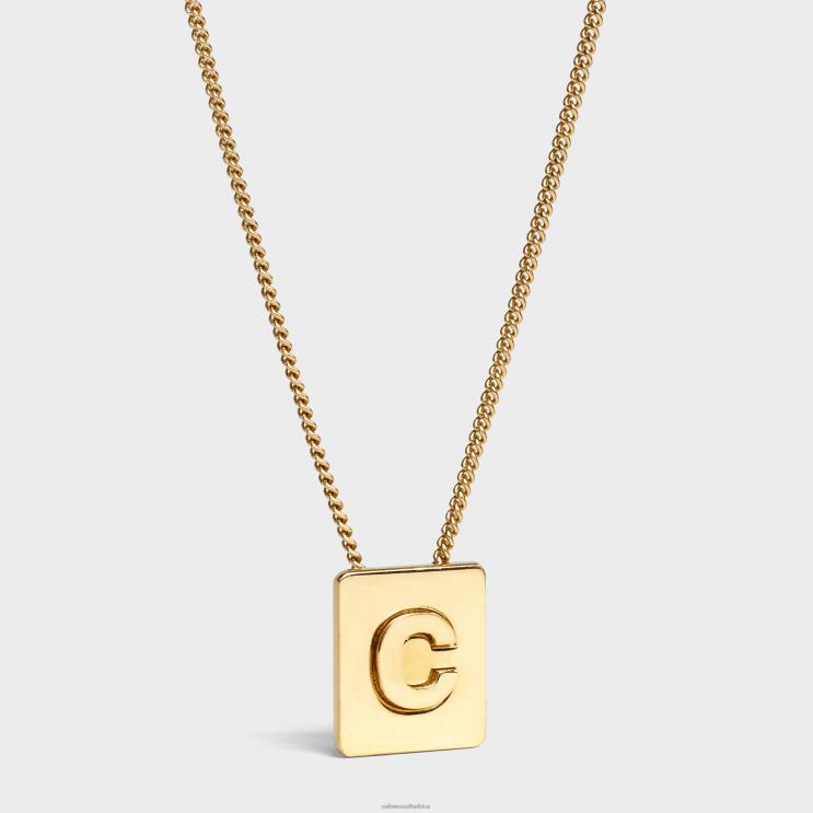 CELINE Gold Alphabet C Necklace in Brass With Finish R0ZNN1326