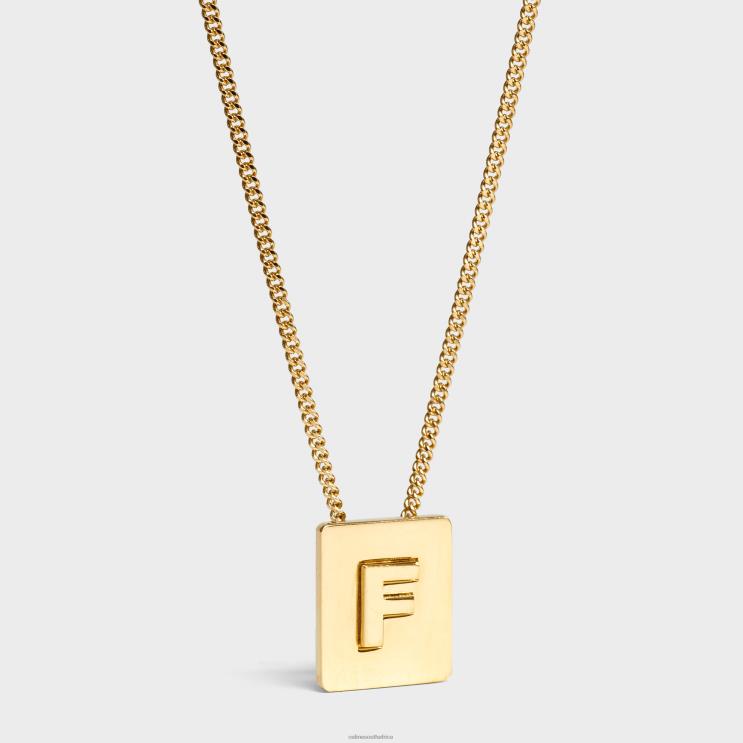 CELINE Gold Alphabet F Necklace in Brass With Finish R0ZNN1329