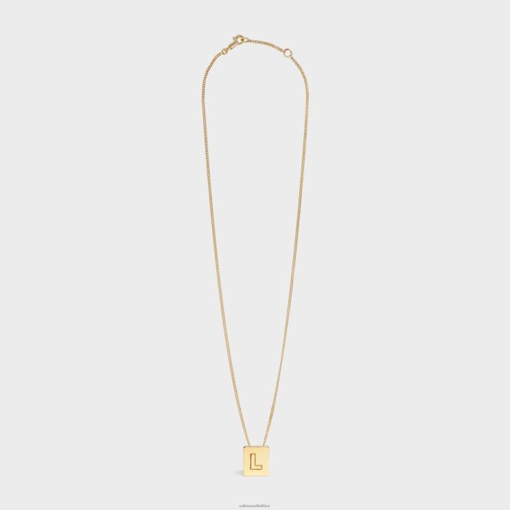 CELINE Gold Alphabet L Necklace in Brass With Finish R0ZNN1335