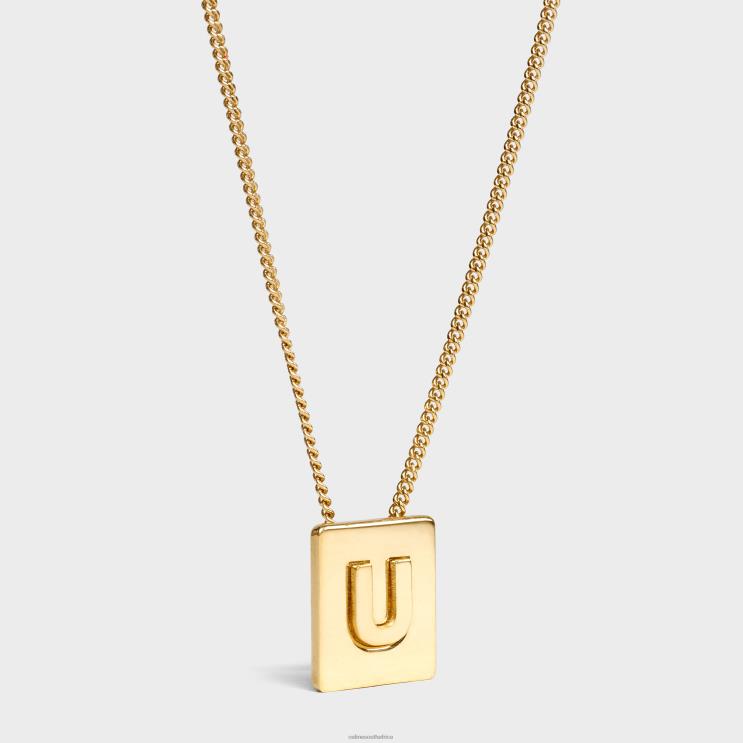 CELINE Gold Alphabet U Necklace in Brass With Finish R0ZNN1344