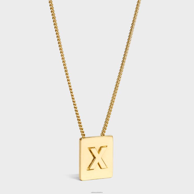CELINE Gold Alphabet X Necklace in Brass With Finish R0ZNN1347
