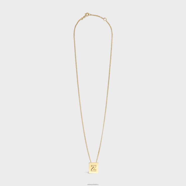 CELINE Gold Alphabet Z Necklace in Brass With Finish R0ZNN1349