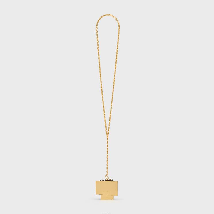 CELINE Gold/Black Nevelson Project Necklace Vermeil & Oak Wood R0ZNN1362