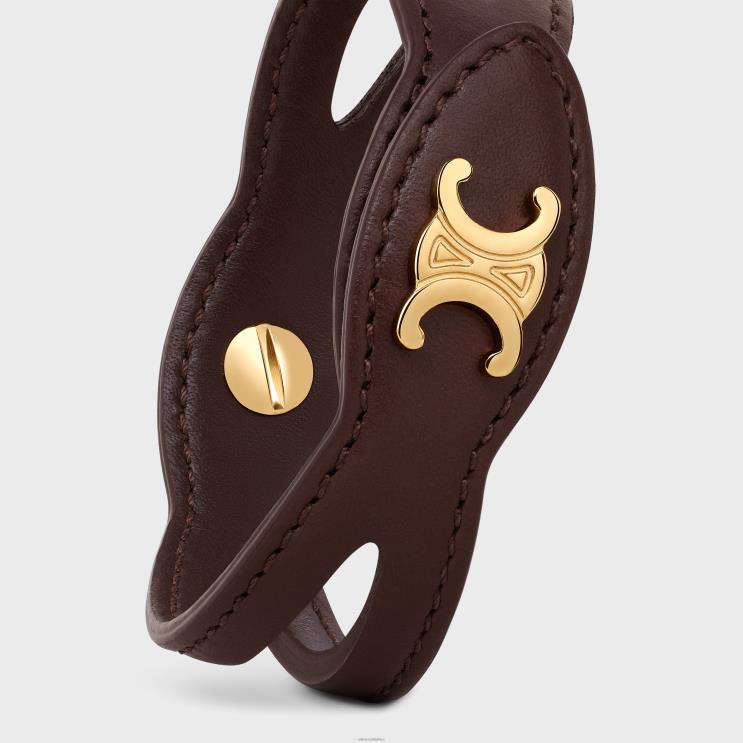 CELINE Gold/Chestnut Les Cuirs Bracelet in Calfskin & Brass With Gold Finish R0ZNN1258