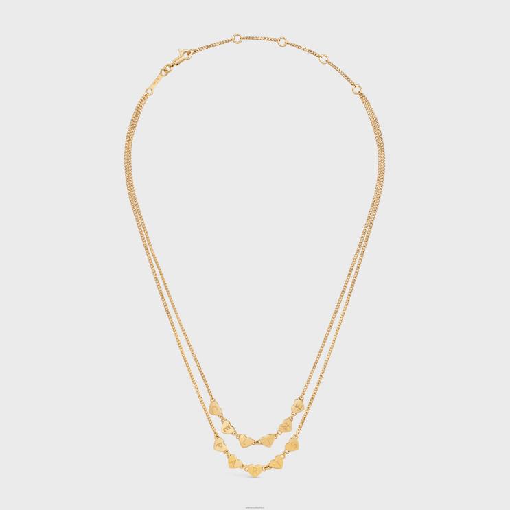 CELINE Gold Coeur Double Necklace in Brass With Finish R0ZNN1262