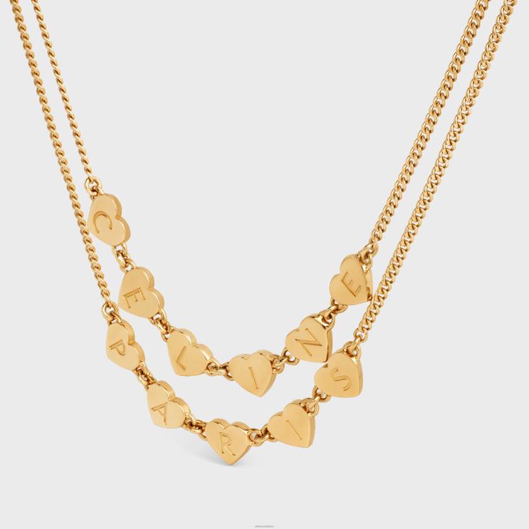 CELINE Gold Coeur Double Necklace in Brass With Finish R0ZNN1262
